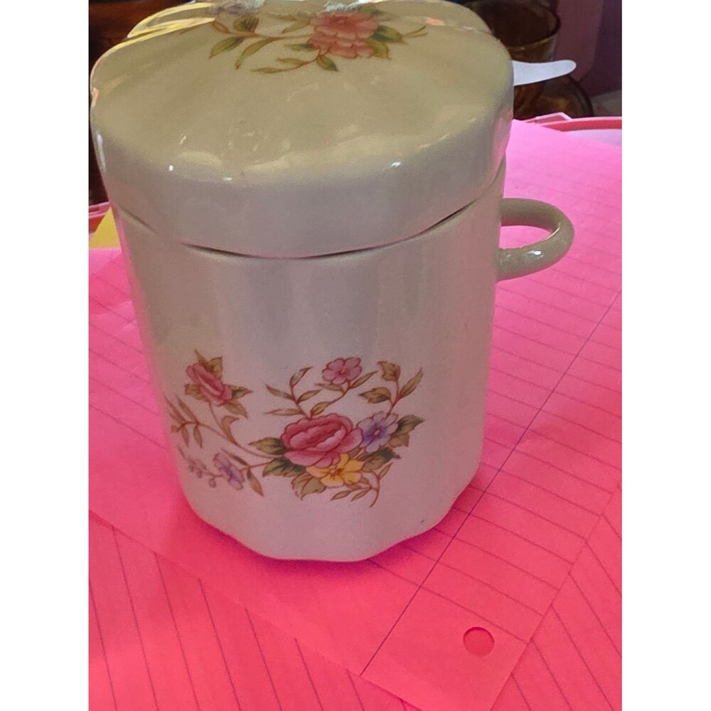 AT-1 Vintage 1988 FTD Floral Ceramic Jar With Lid